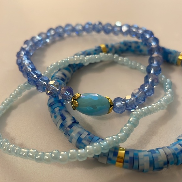 Blue And Gold Trio Set Bracelets - Picture 8 of 9